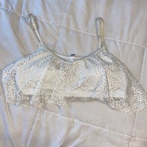 La Vie En Rose Aqua White Bikini Top